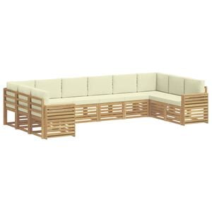 vidaXL Outdoor-Sofagarnitur 10 stk. Wei&szlig; und Creme Polyester