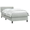 vidaXL Boxspringbett mit Matratze Hellgrau 100x220 cm Samt