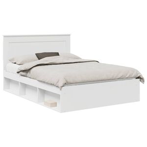 vidaXL Bettrahmen mit Kopfteil Wei&szlig; 150 x 200 cm Massives Kiefernholz