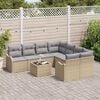 vidaXL Gartensofa-set mit Kissen mit Speicher 9 pcs Beige und Grau