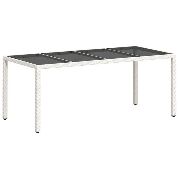 vidaXL 7-tlg. Garten-Essgruppe mit Kissen Wei&szlig; Poly Rattan und Glas