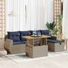 vidaXL 6-tlg. Garten-Sofagarnitur mit Kissen Schwarz Poly Rattan
