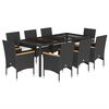 vidaXL 9-tlg. Garten-Essgruppe mit Kissen Schwarz Poly Rattan und Glas