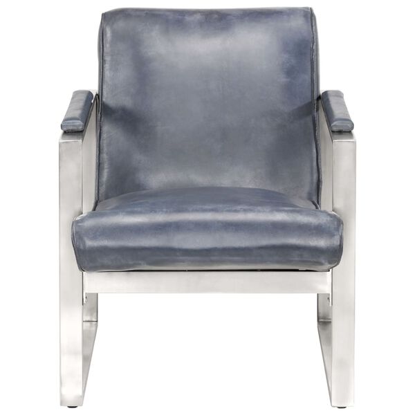 vidaXL Sessel Grau 60 x 73 x 77 cm Echtleder