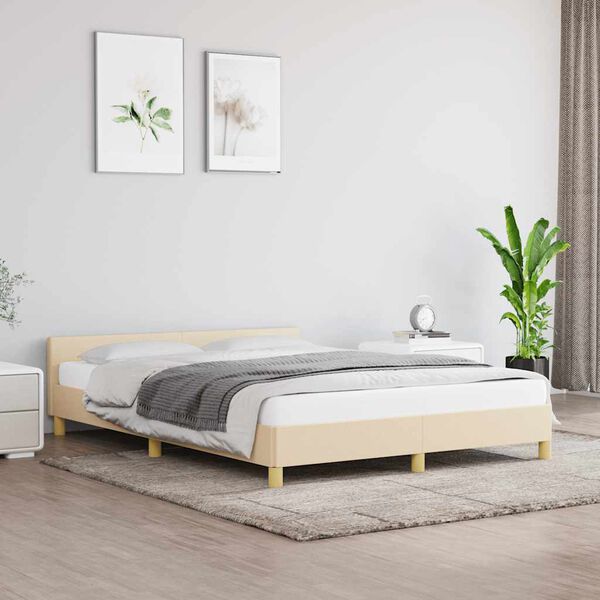 vidaXL Bettgestell ohne Matratze Creme 140x190 cm Stoff