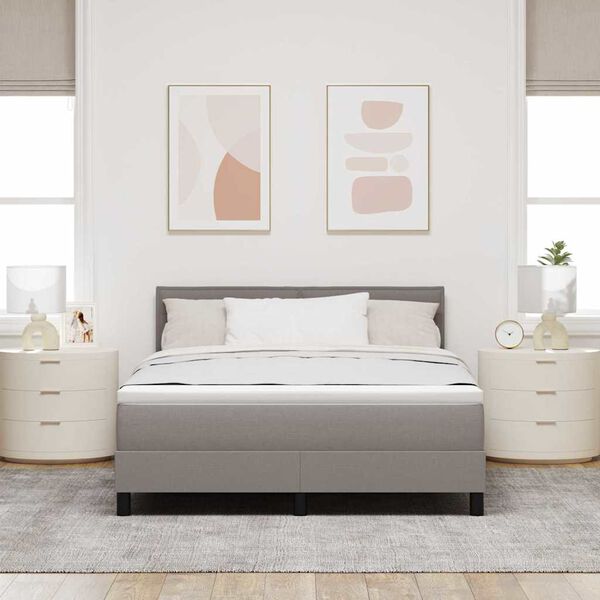 vidaXL Boxspringbett mit Matratze mit LED Taupe 160 x 200 cm Stoff