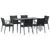vidaXL 7-tlg. Garten-Essgruppe mit Kissen Poly Rattan und Stahl