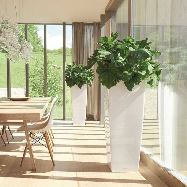 LECHUZA Pflanzgefäß Cubico Alto 40 ALL-IN-ONE Hochglanz-Weiß 18230