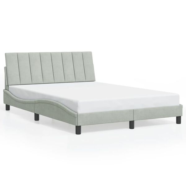 vidaXL Bettgestell ohne Matratze "Hanko" Hellgrau 140x190 cm Samt