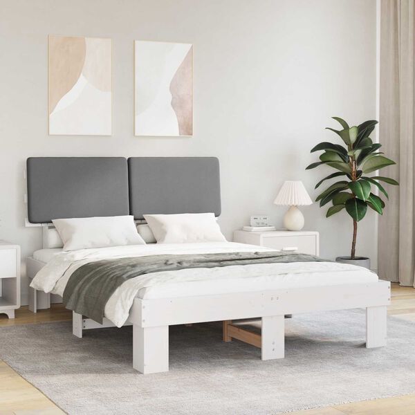 vidaXL Bettgestell mit gepolstertem Kopfteil Hellgrau 135 x 190 cm