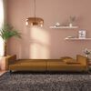 vidaXL Schlafsofa 2-Sitzer mit 2 Kissen Braun Samt