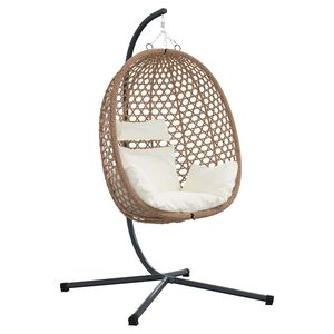 vidaXL H&auml;ngendes Ei-Stuhl Poly-Rattan 104 x 100 x 191 cm Hellcreme