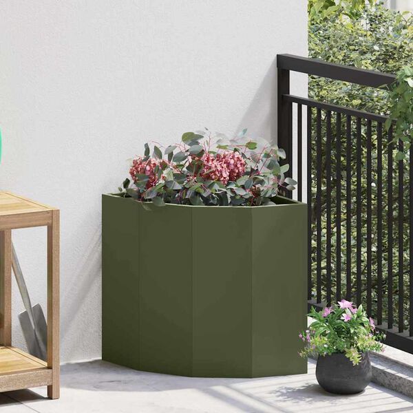 vidaXL Eckpflanzer Olivgr&uuml;n 45 x 45 x 50 cm Stahl