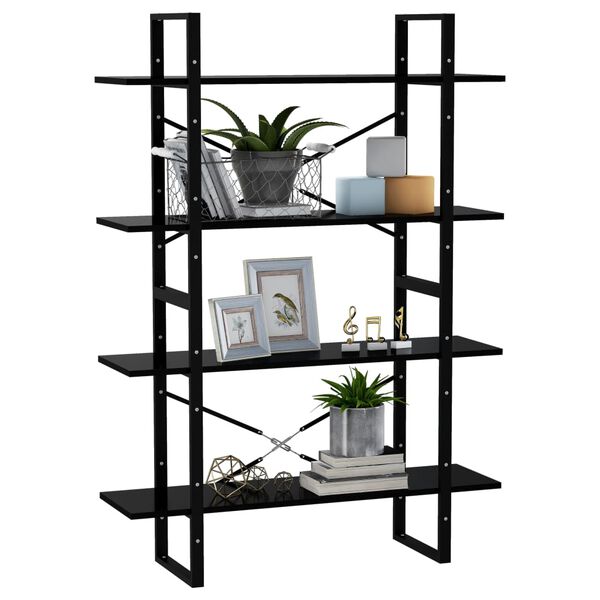 vidaXL Bücherregal 4 Fächer Schwarz 100x30x140 cm Holzwerkstoff