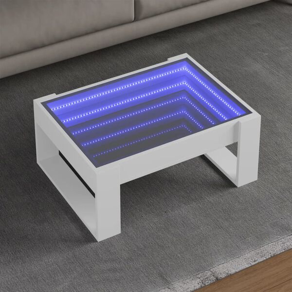 vidaXL Couchtisch mit Infinity-LED Wei&szlig; 70x53x30 cm