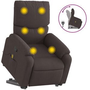 vidaXL Massagesessel mit Aufstehhilfe Dunkelbraun Stoff