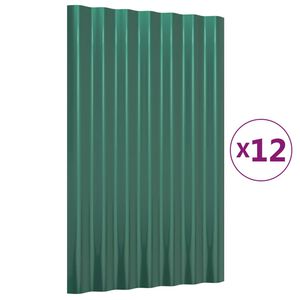 vidaXL Dachpaneele 12 Stk. Verzinkter Stahl Gr&uuml;n 60x36 cm