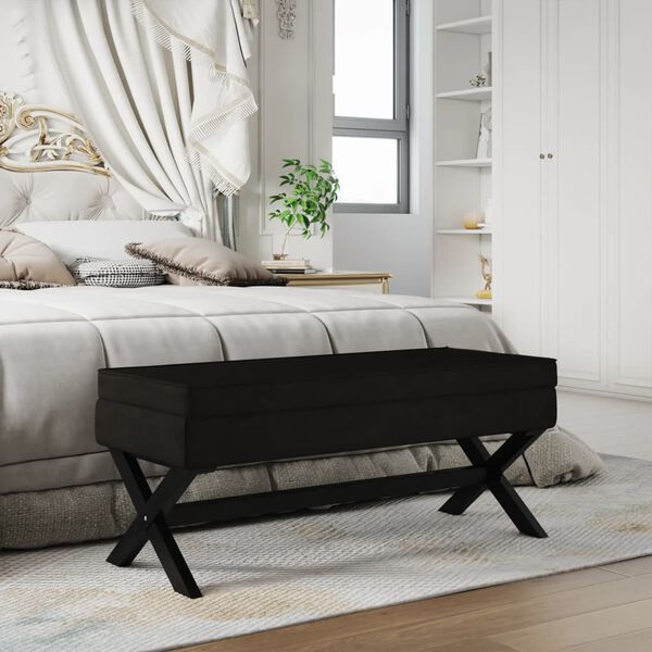vidaXL Hocker mit Stauraum Schwarz 110x45x49 cm Samt