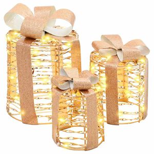 vidaXL Geschenkbox Dekoration 3 stk. Warmwei&szlig; 20 x 20 x 20 cm PET