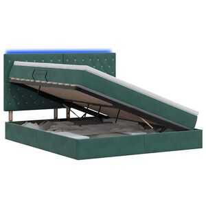 vidaXL LED-Speicherbett mit Matratze Dunkelgr&uuml;n 140 x 200 cm Samt