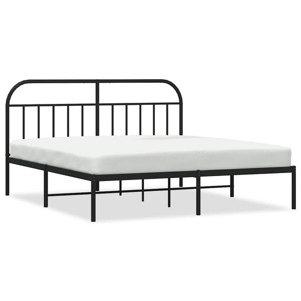vidaXL Bettgestell mit Kopfteil Metall Schwarz 183x213 cm