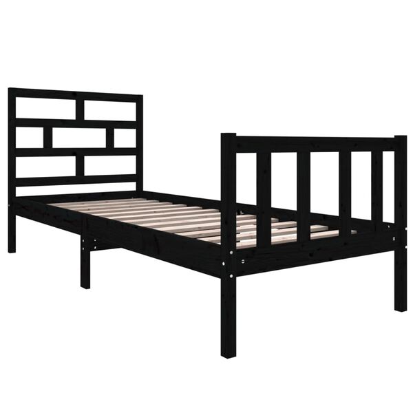vidaXL Massivholzbett Schwarz Kiefer 75x190 cm