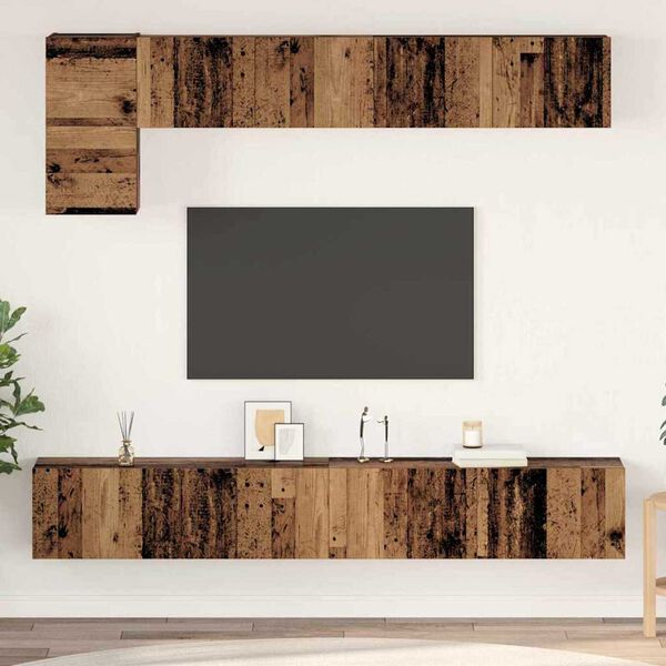 vidaXL TV-Schrankset Wandmontiert 5 pcs Altholz Holzwerkstoff