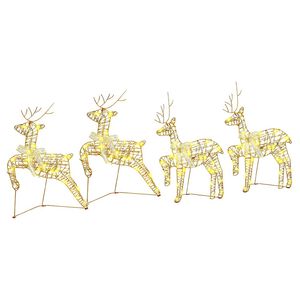 vidaXL LED Rentiere 4 stk. 80 LEDs Gold 44 x 18 x 65,5 cm PET