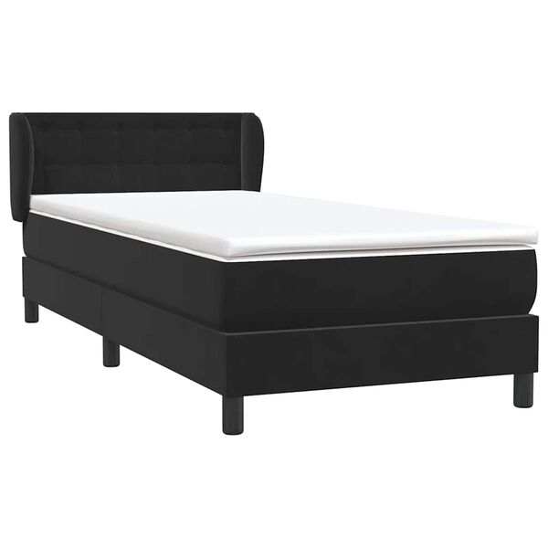 vidaXL Boxspringbett mit Matratze Schwarz 80x210 cm Samt
