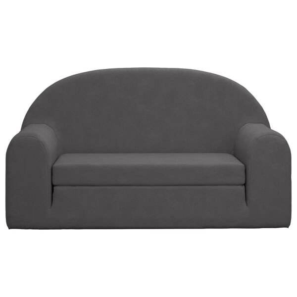vidaXL 2-Sitzer Schlafsofa f&uuml;r Kinder Anthrazit Weicher Pl&uuml;sch
