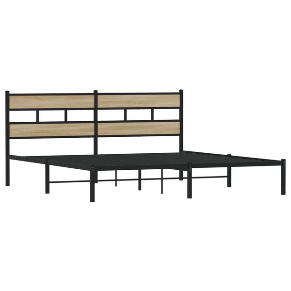 vidaXL Metallbett ohne Matratze Sonoma-Eiche 193x203 cm