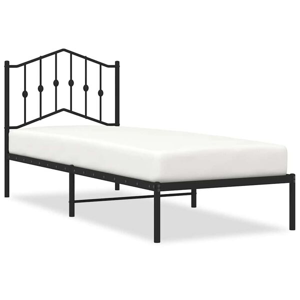 vidaXL Bettgestell mit Kopfteil Metall Schwarz 90x200 cm