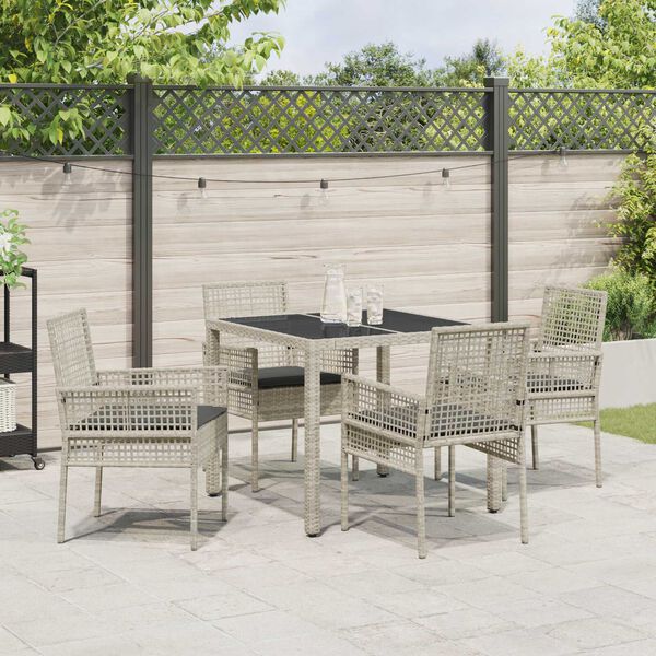 vidaXL Garten Essgruppe 5 pcs Hellgrau Poly-Rattan