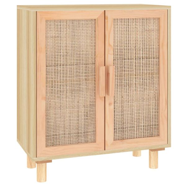 vidaXL Sideboard Braun 60x30x70 cm Massivholz Kiefer und Natur-Rattan