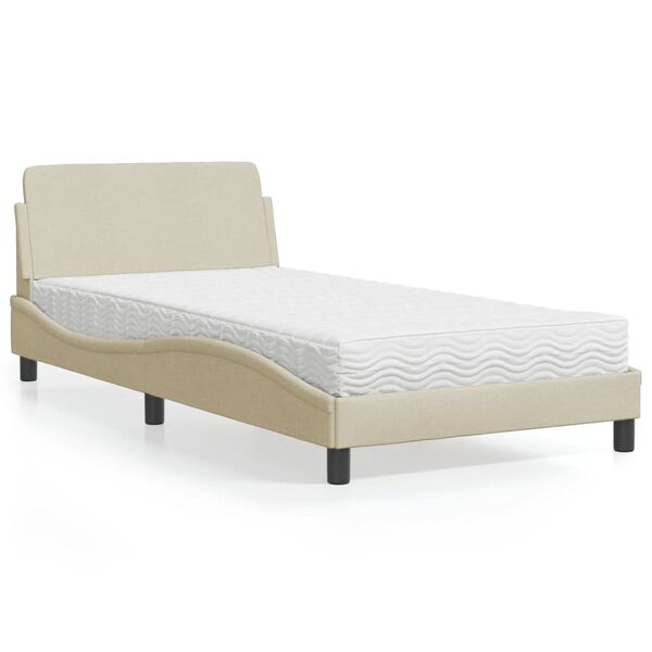 vidaXL Bett mit Matratze "Dover" Creme 100x200 cm Stoff