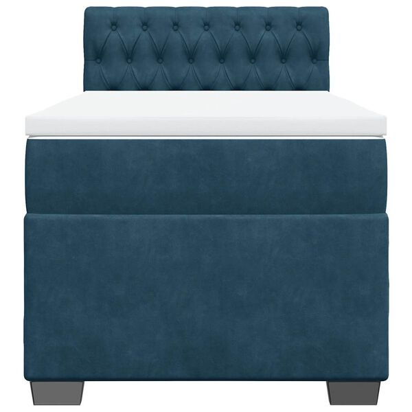 vidaXL Boxspringbett mit Matratze Dunkelblau 80x200 cm Samt