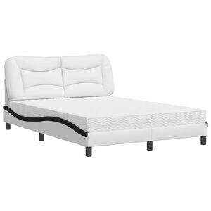 vidaXL Bett mit Matratze "Hvar" Wei&szlig; und Schwarz 120x200 cm Kunstleder