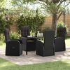 vidaXL Garten Essgruppe mit Kissen 5 pcs Schwarz Poly-Rattan