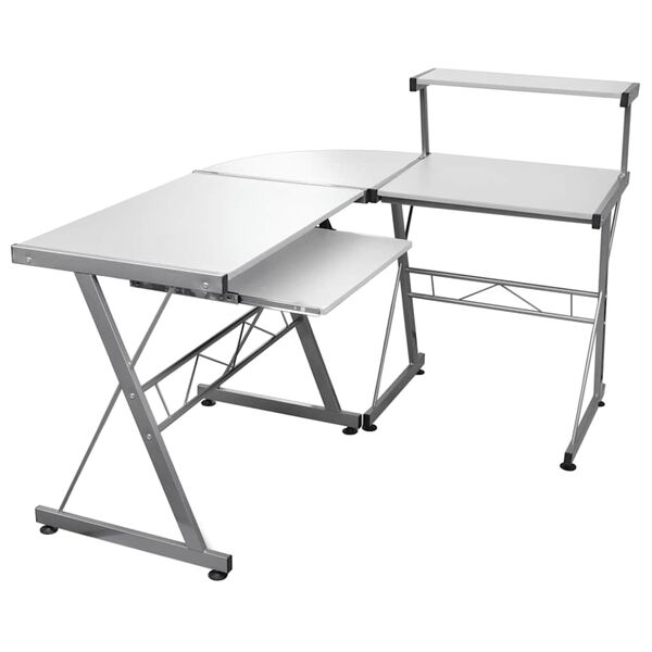 vidaXL Eck-Computertisch Wei&szlig; 132x112x99 cm Holzwerkstoff