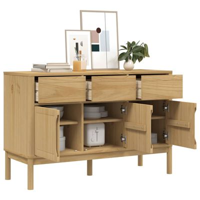 vidaXL Sideboard FLORO Wachsbraun 114x43x74 cm Massivholz Kiefer