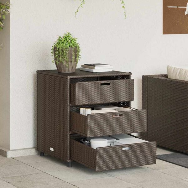 vidaXL Gartenschrank Braun 55x59x69 cm Poly Rattan