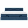 vidaXL Ottoman-Bett mit Matratzen & LEDs Blau 180x200 cm Stoff