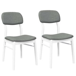 vidaXL Esszimmerst&uuml;hle mit Kissen 2 Stk. Wei&szlig; Massivholz Gummibaum