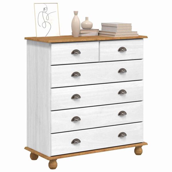 vidaXL Schubladenkommode mit Schubladen ASKIM Wei&szlig; 91 x 40 x 95,5 cm