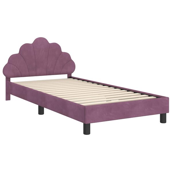 vidaXL Kinderbettgestell mit Kopfteil Lila 90 x 190 cm Samt