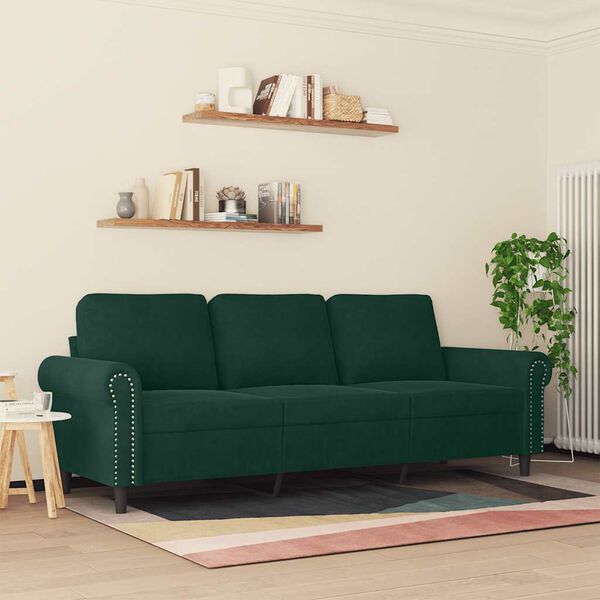 vidaXL 3-Sitzer-Sofa Dunkelgrün 180 cm Samt