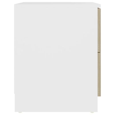 vidaXL Nachttische 2 Stk. Weiß Sonoma-Eiche 40x40x50 cm Spanplatte