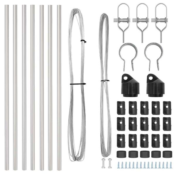 vidaXL Zaunpfosten 7 pcs Silber Stahl