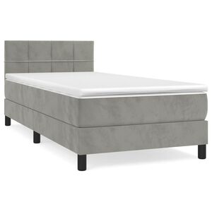 vidaXL Boxspringbett mit Matratze Hellgrau 90x190 cm Samt