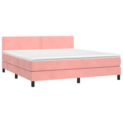 vidaXL Boxspringbett mit Matratze Rosa 180x200 cm Samt